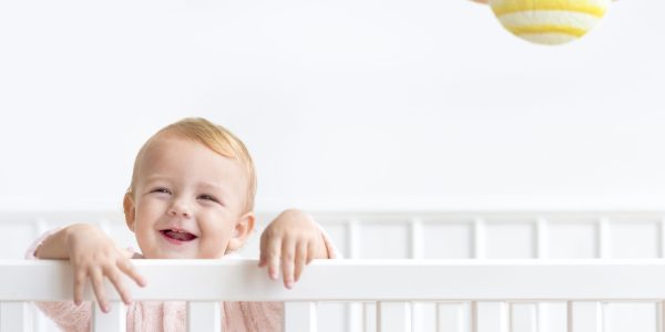 Baby girl in her crib Baby girl in her crib